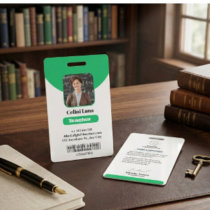 Crachá Linhas e classe limpas: ID de professor verde mini