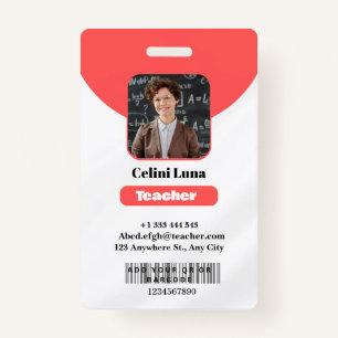 Crachá Linhas e classe limpas: ID de professor vermelho m