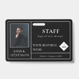 Crachá Linhas minimalistas Foto e logotipo preto