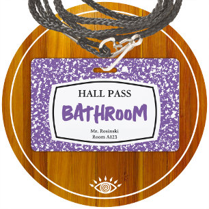 Crachá livro de composição, passe de banheiro para educad