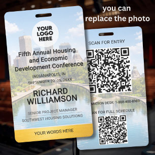 Crachá Localização Logotipo QR de Foto Substituível Confe