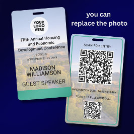Crachá Localização Logotipo QR de Foto Substituível Confe