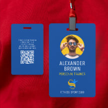 Logotipo azul do formador Foto QR Código do funcio