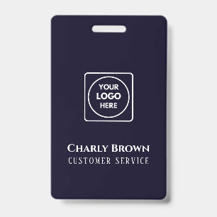 Crachá Logotipo Azul Marinho ID de Funcionário Profissi