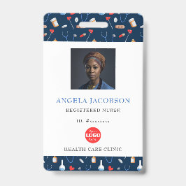 Crachá Logotipo azul Registrado de Enfermeira de Saúde