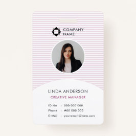 Crachá Logotipo Branco Rosa Para Empresas Id De Foto Para