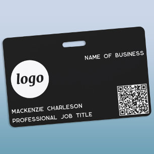 Crachá Logotipo Código QR Negócios Profissionais Nome Pre