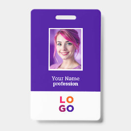 Crachá Logotipo comercial corporativo, foto, código Qr, I