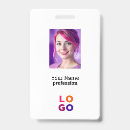 Crachá Logotipo comercial corporativo, foto, código Qr, I