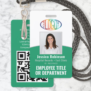 Crachá Logotipo Corporativo Código QR Identificação de Fu