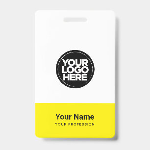 Crachá Logotipo da Empresa Amarela Nome Título Código de