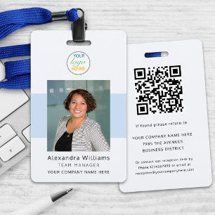 Crachá Logotipo da empresa Código QR de segurança ID de f
