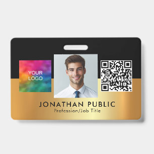 Crachá Logotipo da Empresa Código QR Foto do Funcionário