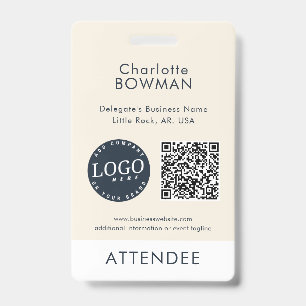 Crachá Logotipo da Empresa e Código QR dos Participantes