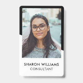 Crachá Logotipo da empresa Elegante Black White para func