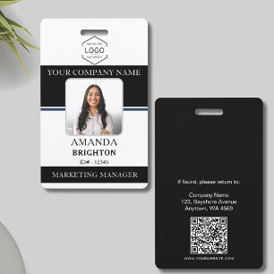 Crachá Logotipo da Empresa Foto do Funcionário Código QR