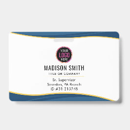 Crachá Logotipo da empresa Logotipo branco minimalista do