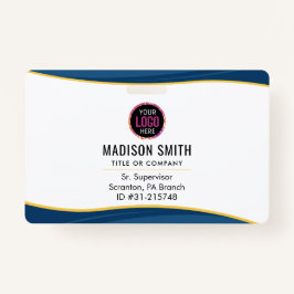 Crachá Logotipo da empresa Logotipo branco minimalista do