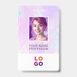 Crachá Logotipo da Empresa Lumina Opal, Foto, Código Qr, 