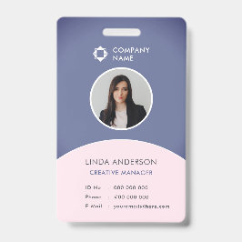 Crachá Logotipo Da Empresa Para ID De Foto Azul E Azul