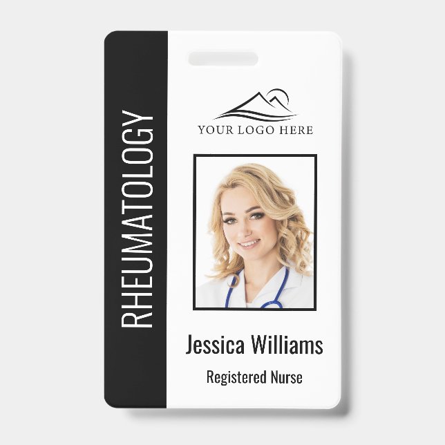 Crachá Logotipo da Foto do Funcionário Personalizado Códi (Frente)