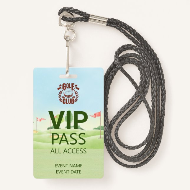 Crachá Logotipo da Liga de Golf do VIP PASS (Frente com cordão)