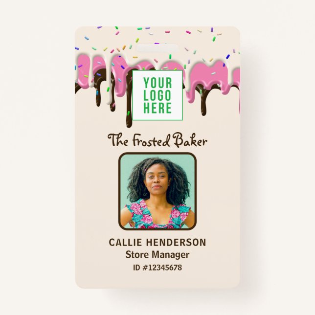 Crachá Logotipo da padaria do glacé para empresas (Frente)