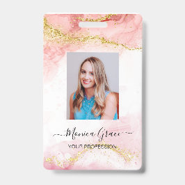 Crachá Logotipo de Aglomerado de Mármore rosa Dourado ros