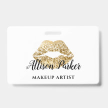 Logotipo de Artista de Maquiagem Ouro Beijo Nome