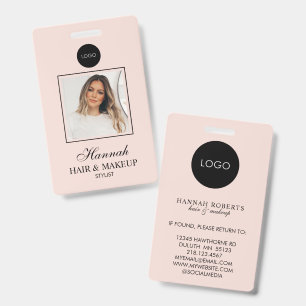 Crachá Logotipo de Cabelo e Maquiagem em Rotulo de Rosa C