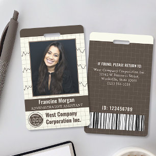 Crachá Logotipo de Código de Barras de Foto Personalizada