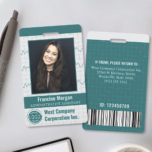 Crachá Logotipo de Código de Barras de Foto Personalizado