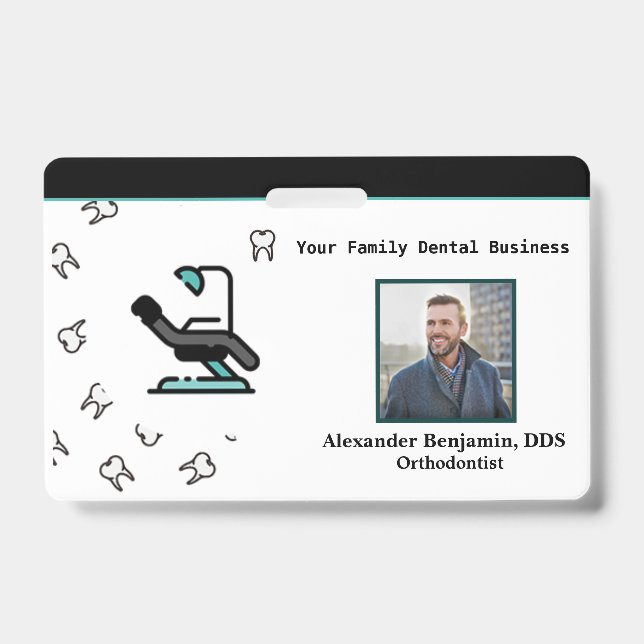 Crachá Logotipo de Dentista de Foto do Funcionário Código (Frente)
