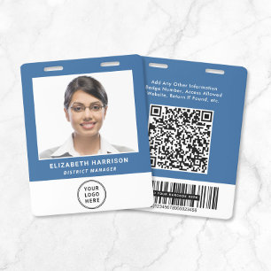 Crachá Logotipo de Empresa Código QR Código de Barras Fot