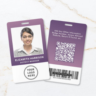 Crachá Logotipo de Empresa Código QR Código de Barras Rox