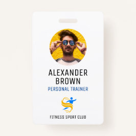 Crachá Logotipo de Foto Branco Simples e ID do Código QR