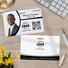Crachá Logotipo de Foto Código QR Funcionário Preto e Bra