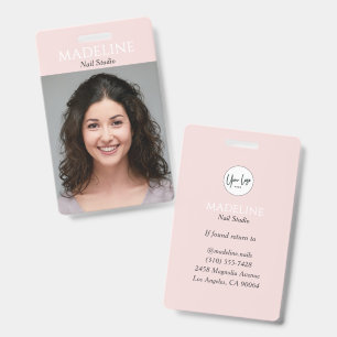 Crachá Logotipo de Foto de Artista de Unhas Rosa Bege