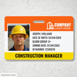 Crachá Logotipo de foto de ID de segurança de construção