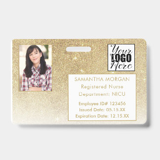 Crachá Logotipo de Foto Gradiente de Brilho em Ouro Branc