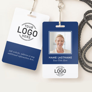 Crachá Logotipo de foto personalizado Marinho moderno Na