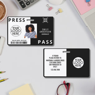 Crachá Logotipo de ID de Foto para Jornalista Personaliza
