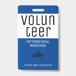 Crachá Logotipo de ID de Voluntário Azul Moderno Código Q