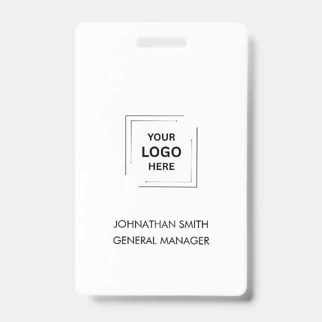 Crachá Logotipo de ID Empresarial | Moderno Funcionário P (Frente)