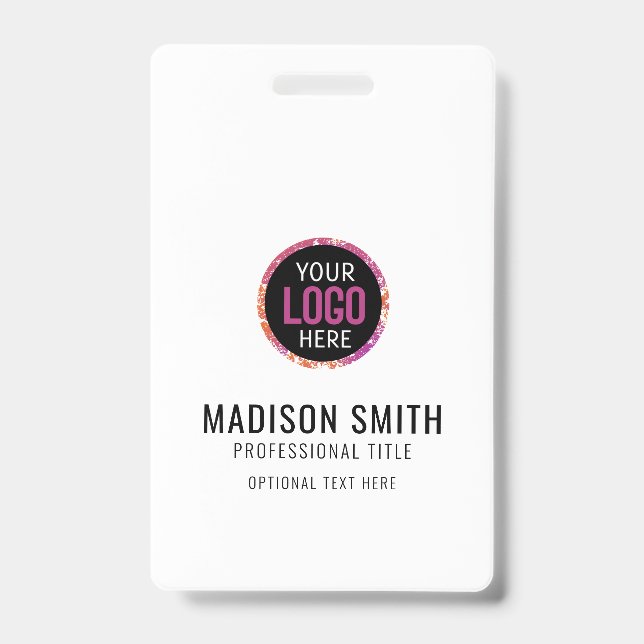 Crachá Logotipo de ID Empresarial | Moderno Personalizado (Frente)