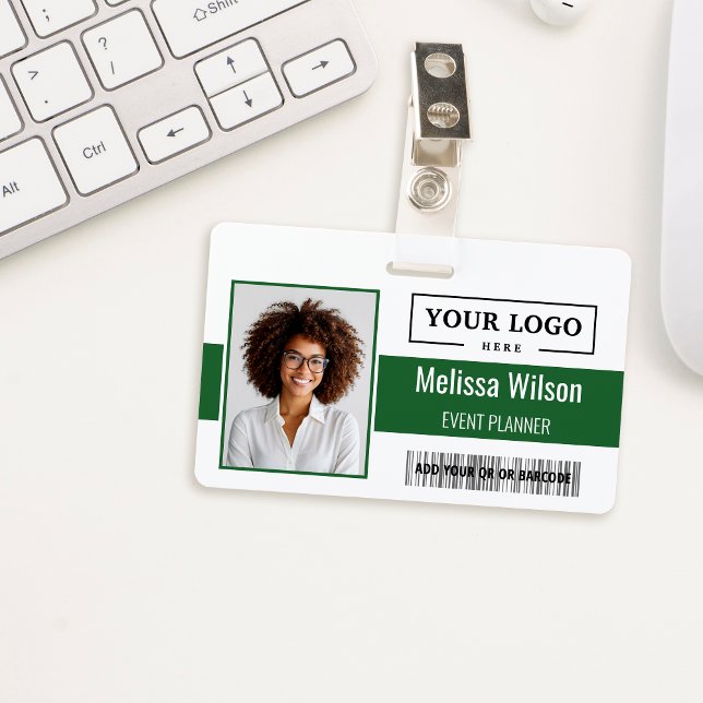 Crachá Logotipo de Negócio Personalizado Código de Barras (Criador carregado)