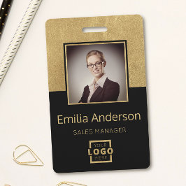 Crachá Logotipo de Negócios em Ouro Personalizado Código