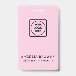 Crachá Logotipo de Negócios Rosa | Design Moderno de Func