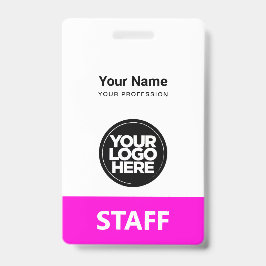 Crachá Logotipo de Nome de Funcionário Rosa Etiqueta da E
