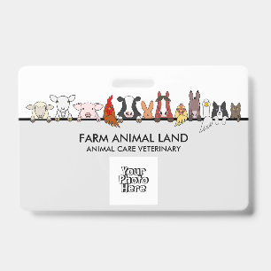 Crachá Logotipo de Veterinário de Animais de Fazenda de V